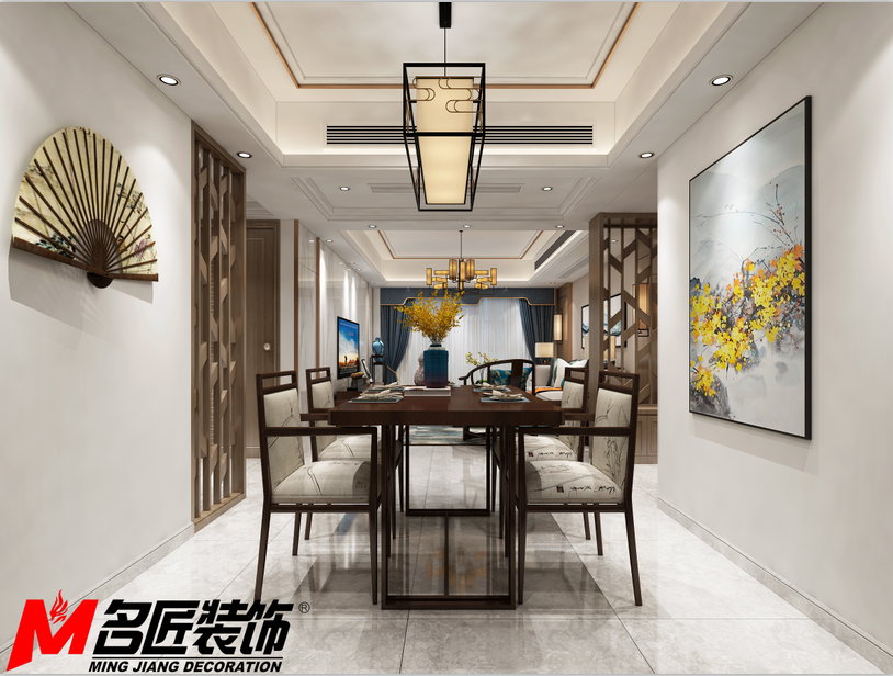 德陽市濱湖.之春新中式風(fēng)格三居室裝修案例